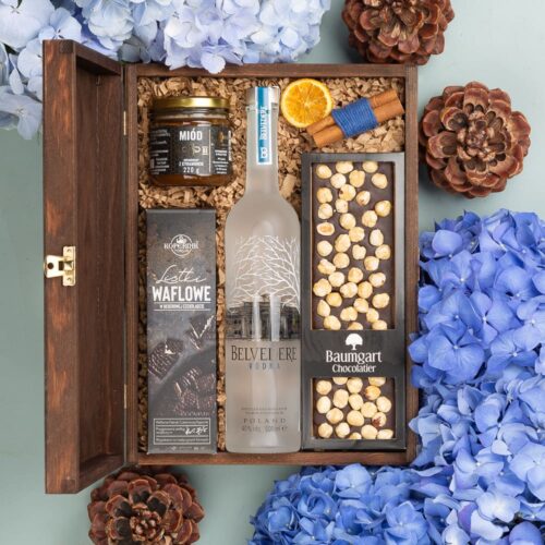 Kosz prezentowy z wódką Belvedere – Anastazja