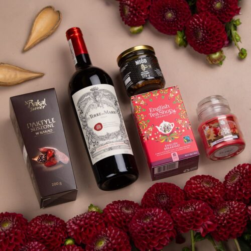 Pudełko prezentowe z winem czerwonym – Miriam zestaw z winem na święta
