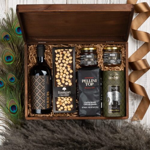 Elegancki kosz prezentowy z winem – Charlotte