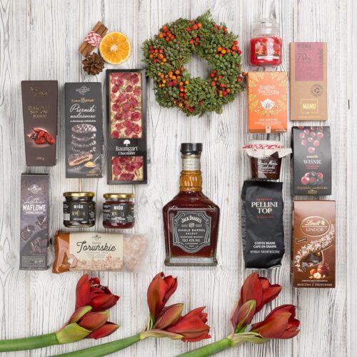 kosz prezentowy z whisky jack daniels single barrel