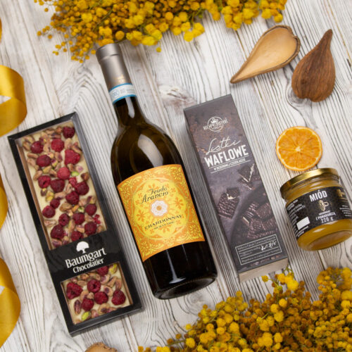 Wino na prezent – Miranda zestaw z winem Feudo Arancio Chardonnay