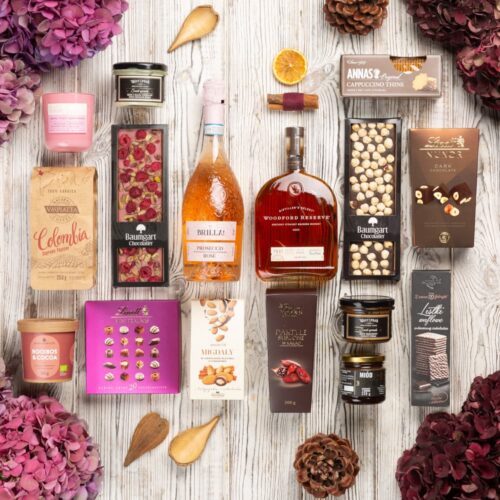 Elegancki kosz prezentowy z alkoholem – Wanda elegancki kosz prezentowy brilla woodford reserve