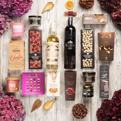 Elegancki kosz prezentowy z alkoholem – Wanda elegancki kosz prezentowy wanda belvedere forest
