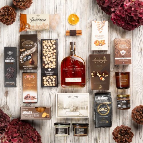 Ekskluzywny kosz prezentowy z alkoholem do wyboru – Sydney ekskluzywny kosz prezentowy woodford reserve whisky