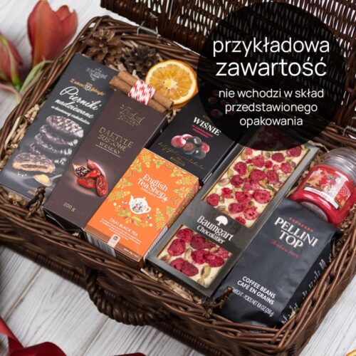 przykładowa zawartość kosz wiklinowy