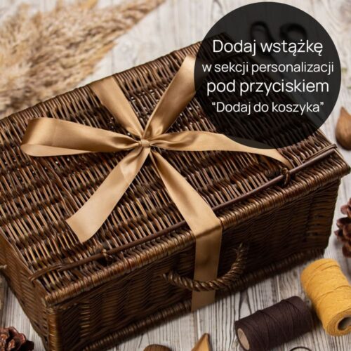 kosz wiklinowy ze wstążką