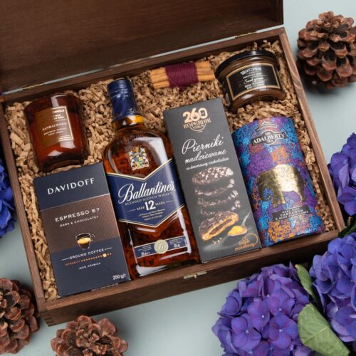 Kosz prezentowy dla mężczyzny z alkoholem – Brooklyn kosz prezentowy z whisky dla mężczyzny
