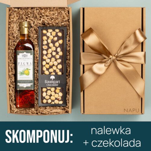 kosz prezentowy z nalewką i czekoladą