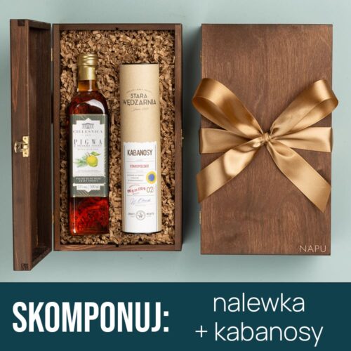 kosz prezentowy z nalewką i kabanosami