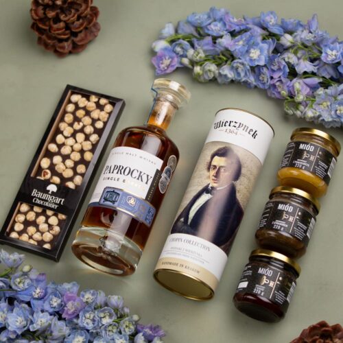 Zestaw z polskim alkoholem – Kaja kosz prezentowy z whisky