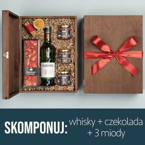 Dobra whisky z czekoladą i zestawem miodów Dobra whisky z czekoladą i zestawem miodów