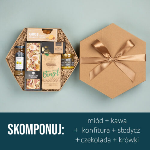 Alternative view of Kosz prezentowy z kawą, konfiturą, miodem i słodkościami