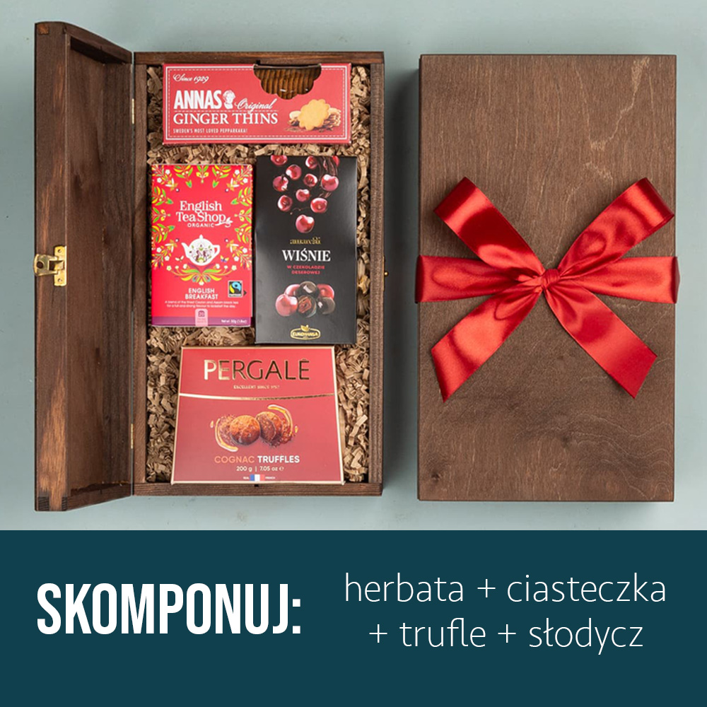 Kosz prezentowy z herbatą i truflami Kosz prezentowy z herbatą i truflami