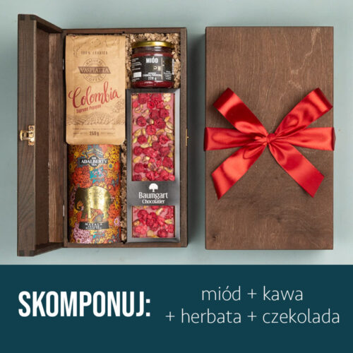 Kosz prezentowy z kawą i czekoladą Kosz prezentowy z kawą i czekoladą