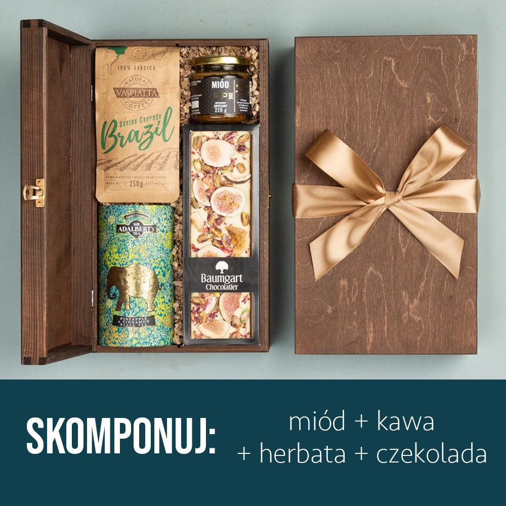 Kosz prezentowy z kawą i czekoladą Kosz prezentowy z kawą i czekoladą - obrazek 2