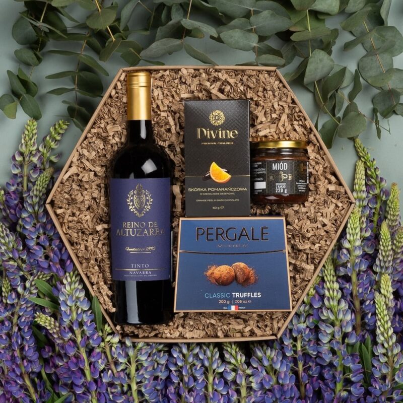 Box z winem czerwonym - Frezja