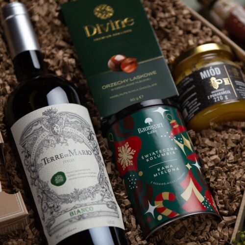 Kosz prezentowy z winem i słodyczami na Święta – Prajana Kosz prezentowy z winem i słodyczami na Święta - Prajana - obrazek 4